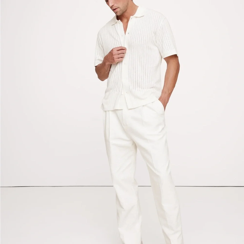 Banana Republic Men's Pleated Cotton-Linen Blend Suit Pant